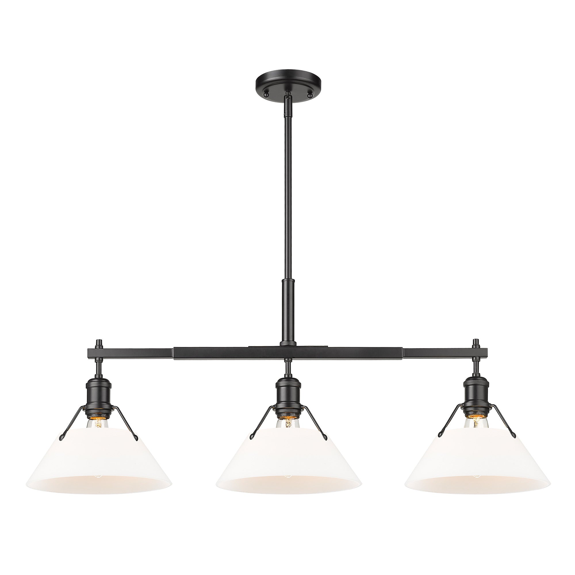 Orwell 3-Light Linear Pendant in Matte Black with Opal Glass - - Golden Lighting