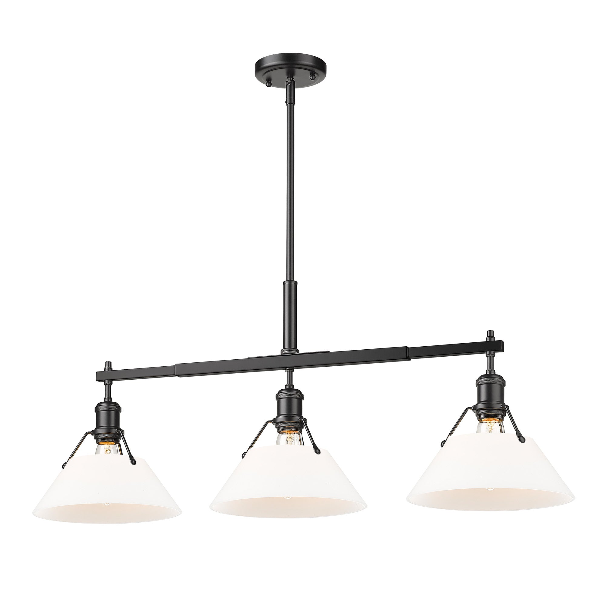 Orwell 3-Light Linear Pendant in Matte Black with Opal Glass - Default Title - Golden Lighting