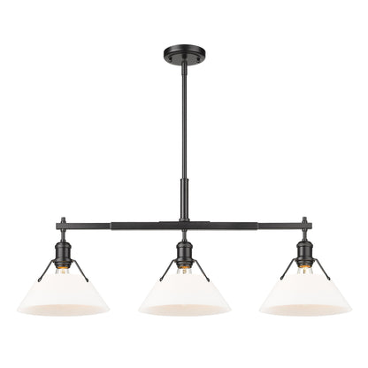 Orwell 3-Light Linear Pendant in Matte Black with Opal Glass - - Golden Lighting