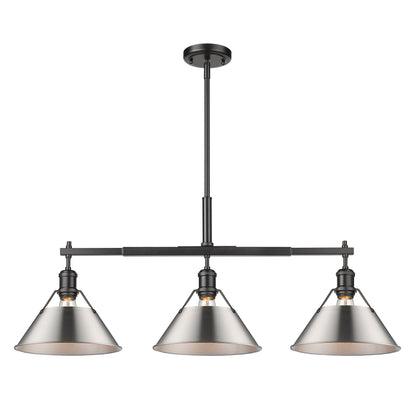 Orwell 3-Light Linear Pendant in Matte Black with Pewter - Matte Black / Pewter / Silver - Golden Lighting