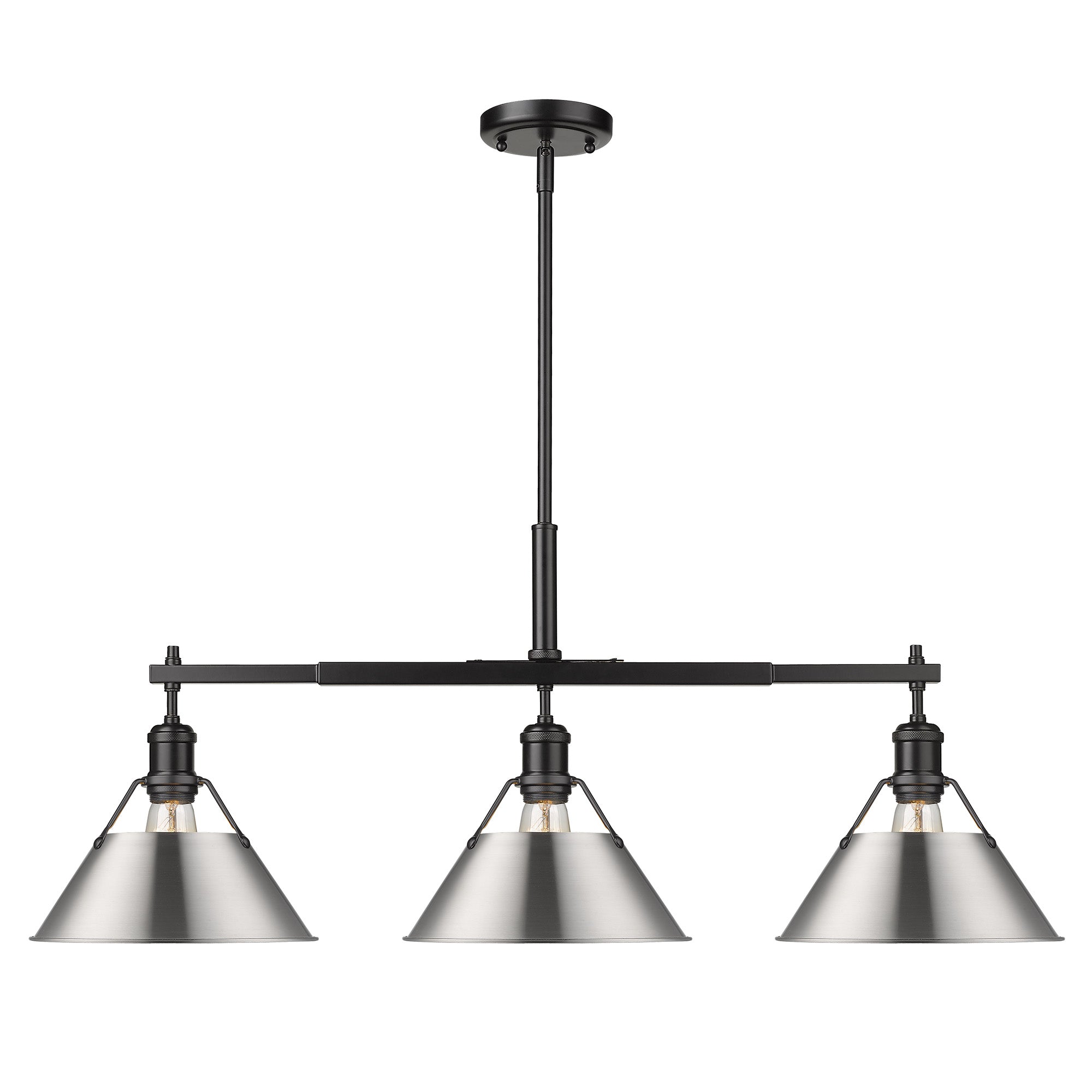 Orwell 3-Light Linear Pendant in Matte Black with Pewter - - Golden Lighting