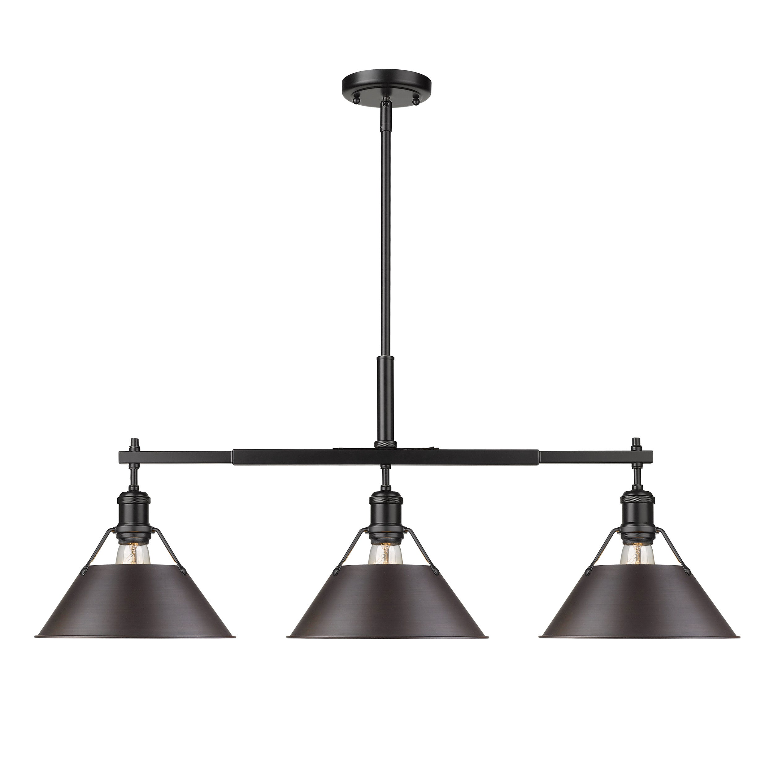 Yep by Golden Lighting Orwell 3-light Island Light in Matte Black and Rubbed Bronze shade
