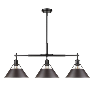 Yep by Golden Lighting Orwell 3-light Island Light in Matte Black and Rubbed Bronze shade - - Golden Lighting