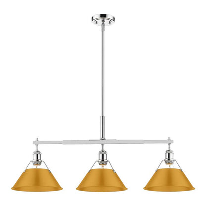 Yep by Golden Lighting Orwell 3-light Island Light in Chrome and Auric Yellow shade