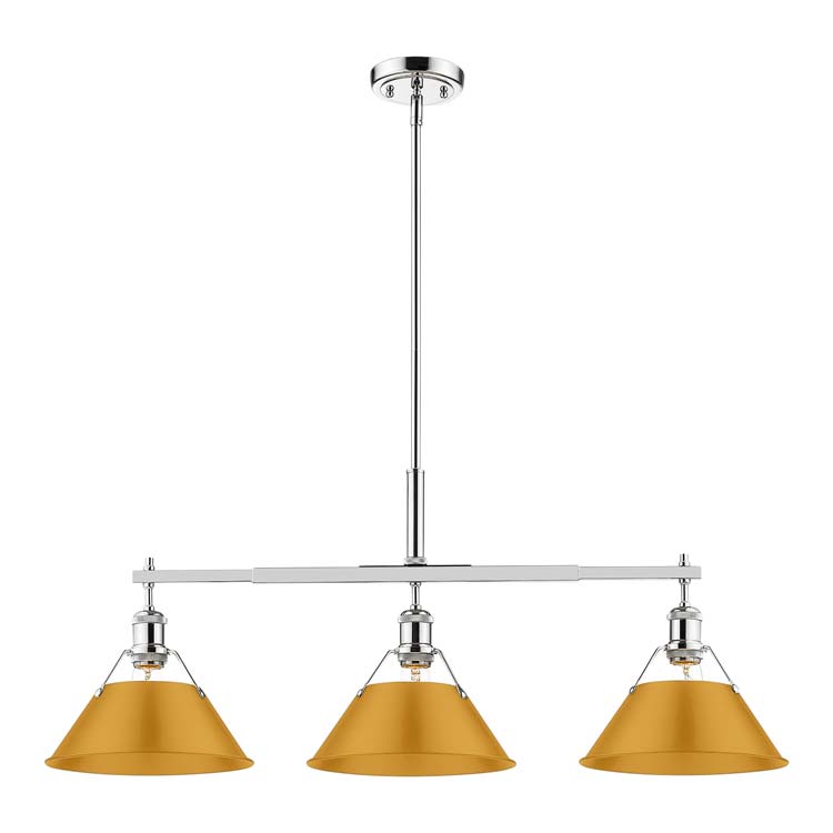 Yep by Golden Lighting Orwell 3-light Island Light in Chrome and Auric Yellow shade