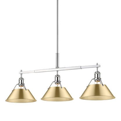 Orwell 3-Light Linear Pendant in Chrome with Brushed Champagne Bronze - Chrome / Brushed Champagne Bronze / Gold - Golden Lighting