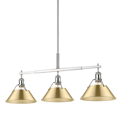 Yep by Golden Lighting Orwell 3-light Island Light in Chrome and Brushed Champagne Brass shade - - Golden Lighting