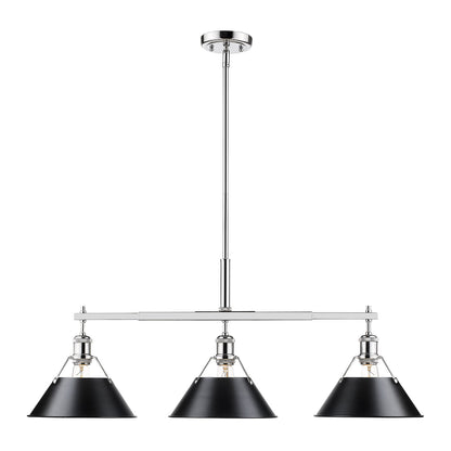 Orwell 3-Light Linear Pendant in Chrome with Matte Black - - Golden Lighting