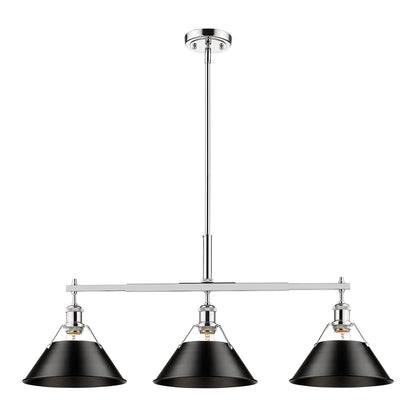 Orwell 3-Light Linear Pendant in Chrome with Matte Black - Chrome / Matte Black / Black - Golden Lighting