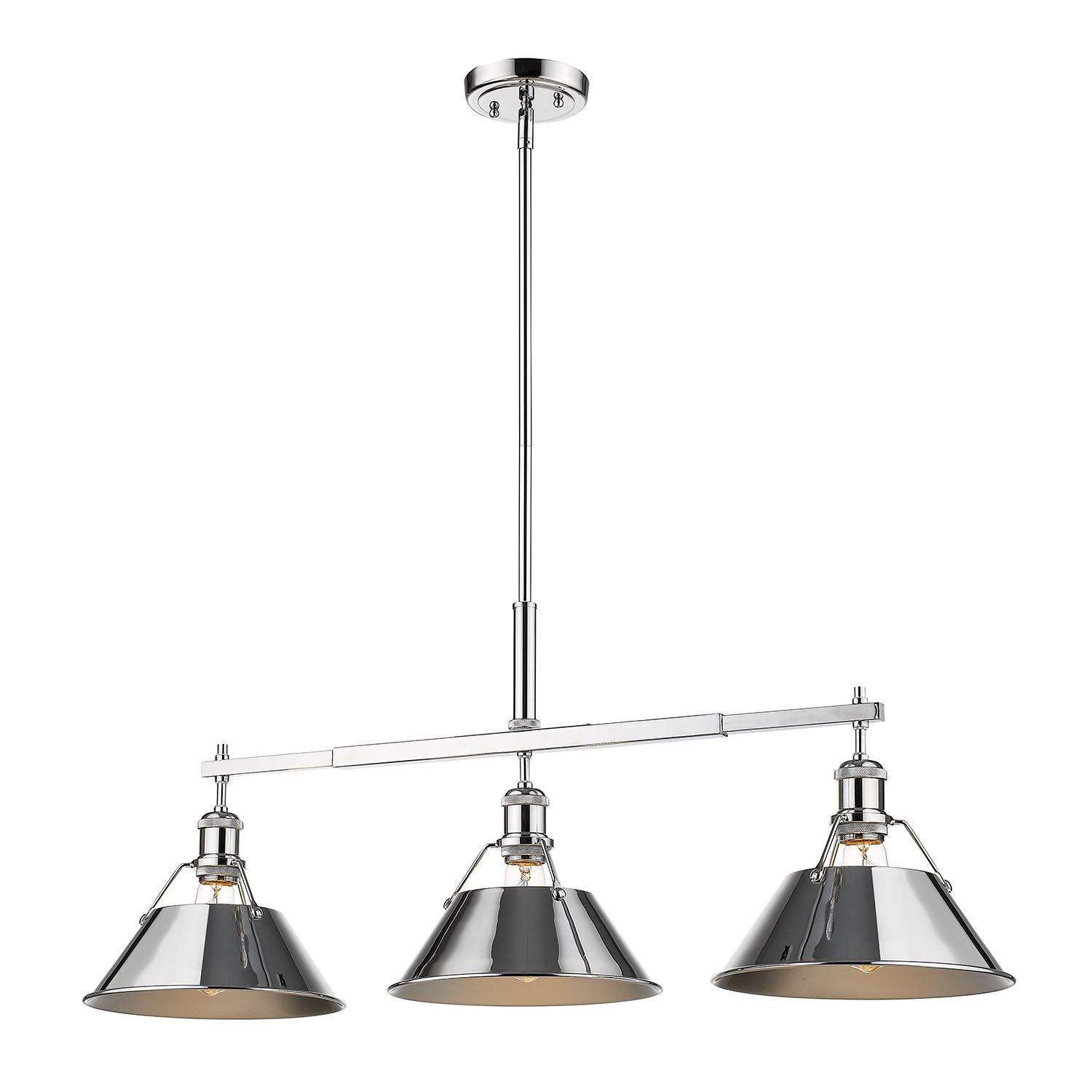 Orwell 3-Light Linear Pendant in Chrome - - Golden Lighting