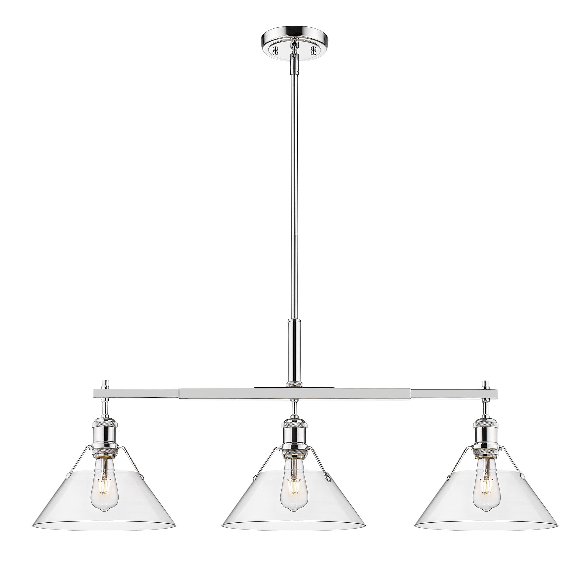 Orwell 3-Light Linear Pendant in Chrome with Clear Glass - - Golden Lighting