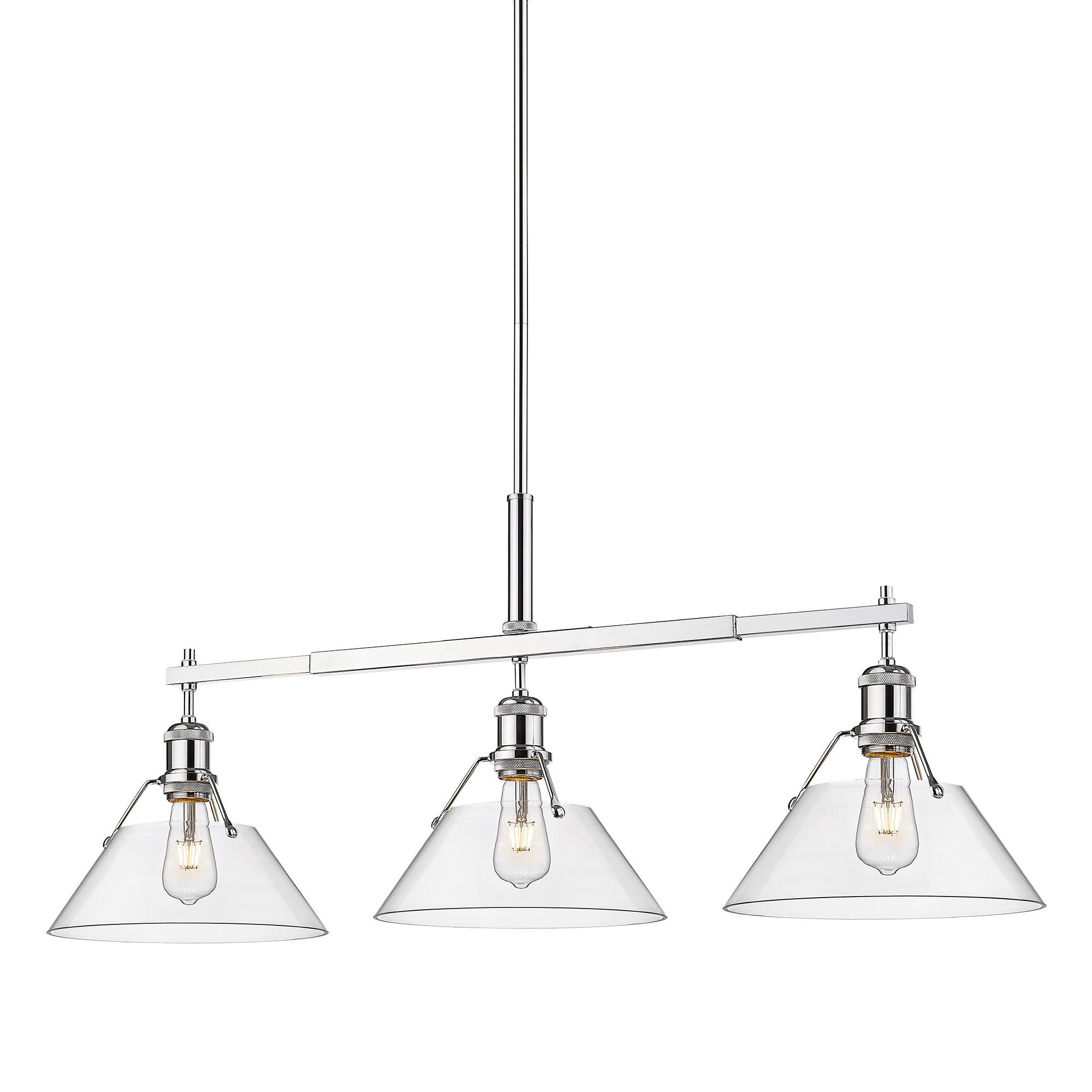 Orwell 3-Light Linear Pendant in Chrome with Clear Glass - Chrome / Clear Glass / Clear - Golden Lighting