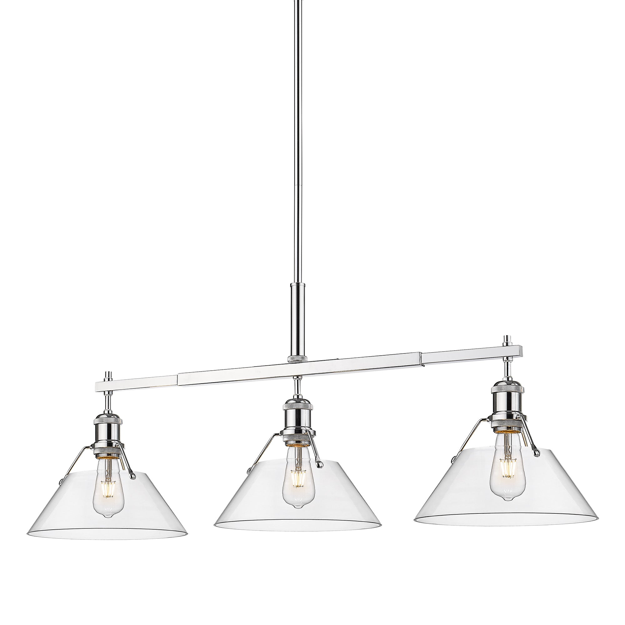 Orwell 3-Light Linear Pendant in Chrome with Clear Glass - Default Title - Golden Lighting