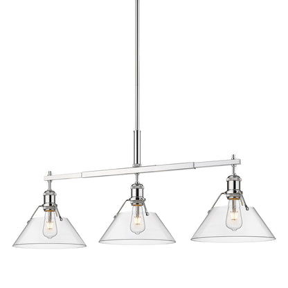 Orwell 3-Light Linear Pendant in Chrome with Clear Glass - Default Title - Golden Lighting