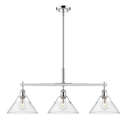 Orwell 3-Light Linear Pendant in Chrome with Clear Glass - - Golden Lighting