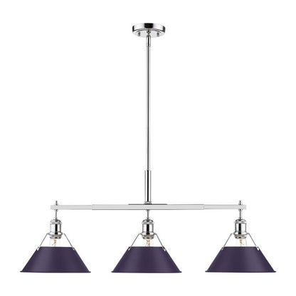Yep by Golden Lighting Orwell 3-light Island Light in Chrome and Exotic Purple shade