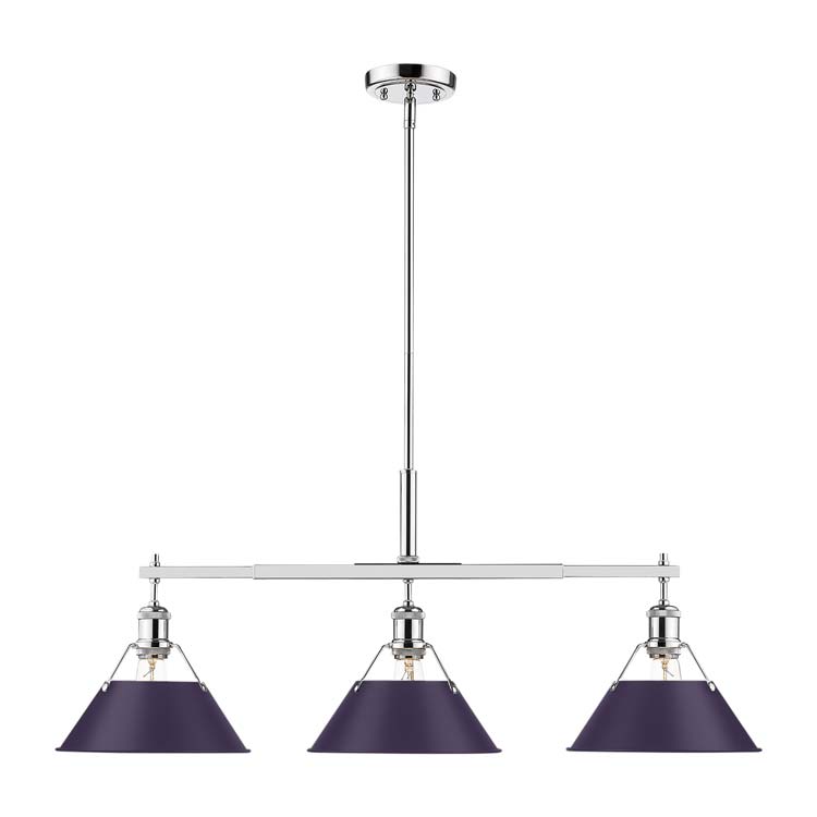Yep by Golden Lighting Orwell 3-light Island Light in Chrome and Exotic Purple shade