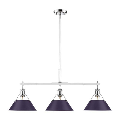 Yep by Golden Lighting Orwell 3-light Island Light in Chrome and Exotic Purple shade - Default Title - Golden Lighting