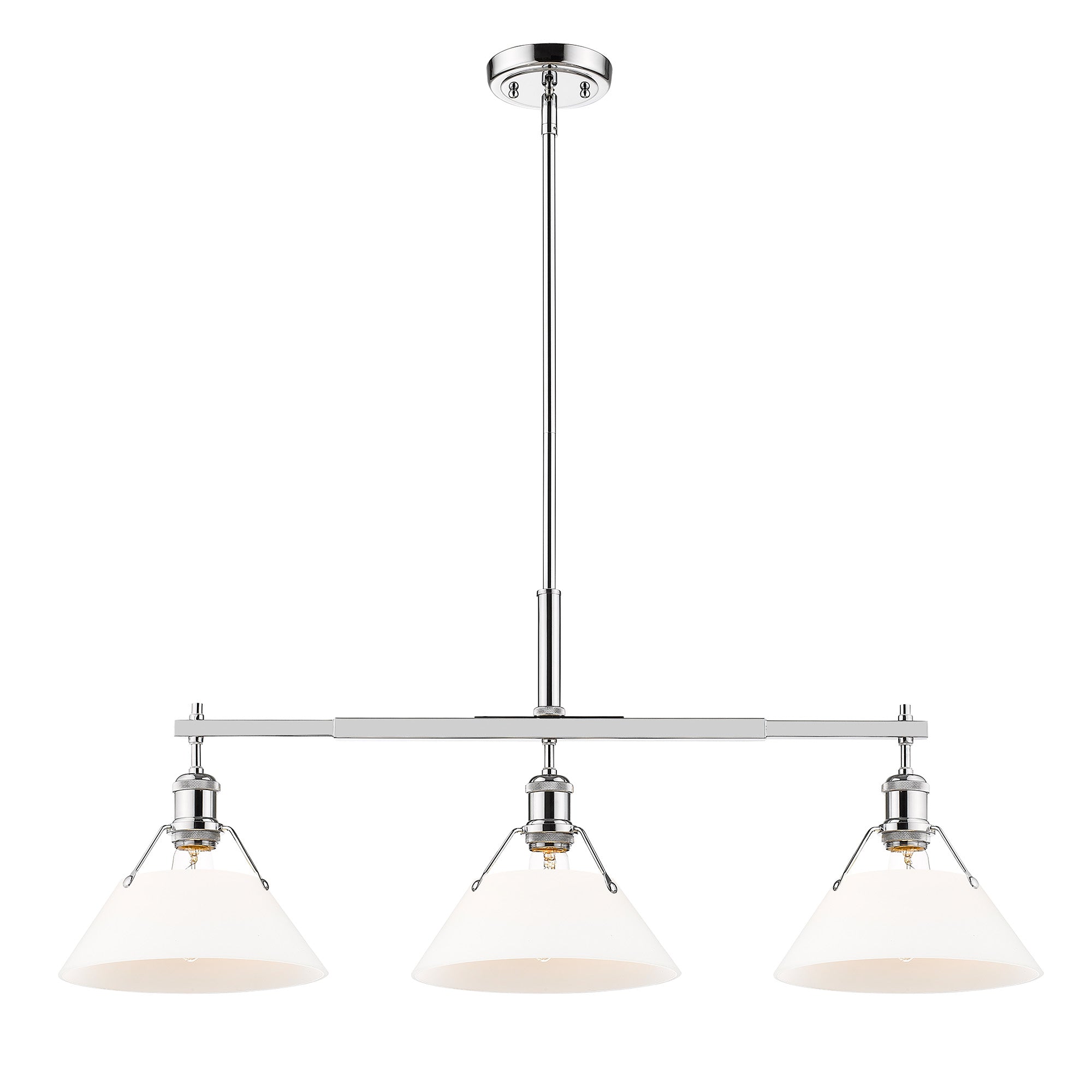 Orwell 3-Light Linear Pendant in Chrome with Opal Glass - - Golden Lighting