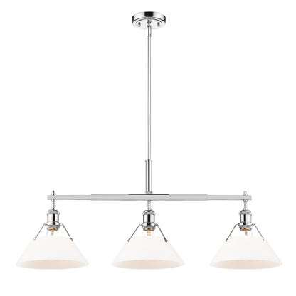 Orwell 3-Light Linear Pendant in Chrome with Opal Glass - - Golden Lighting