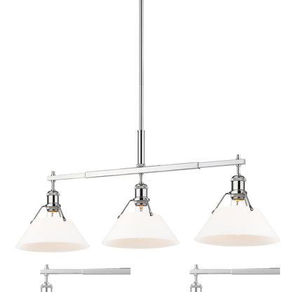 Orwell 3-Light Linear Pendant in Chrome with Opal Glass - Chrome / Opal Glass / White - Golden Lighting