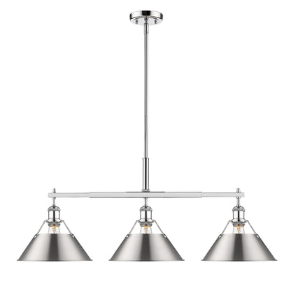 Orwell 3-Light Linear Pendant in Chrome with Pewter - - Golden Lighting