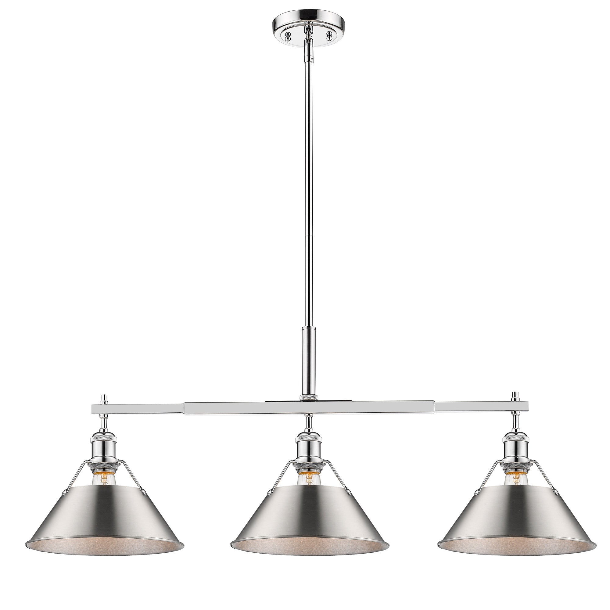Orwell 3-Light Linear Pendant in Chrome with Pewter - Default Title - Golden Lighting