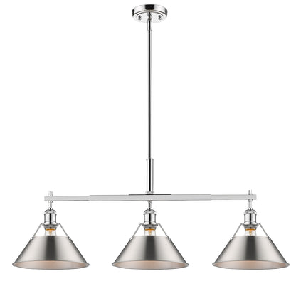 Orwell 3-Light Linear Pendant in Chrome with Pewter - Default Title - Golden Lighting