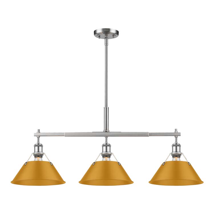Yep by Golden Lighting Orwell 3-light Island Light in Pewter and Auric Yellow shade