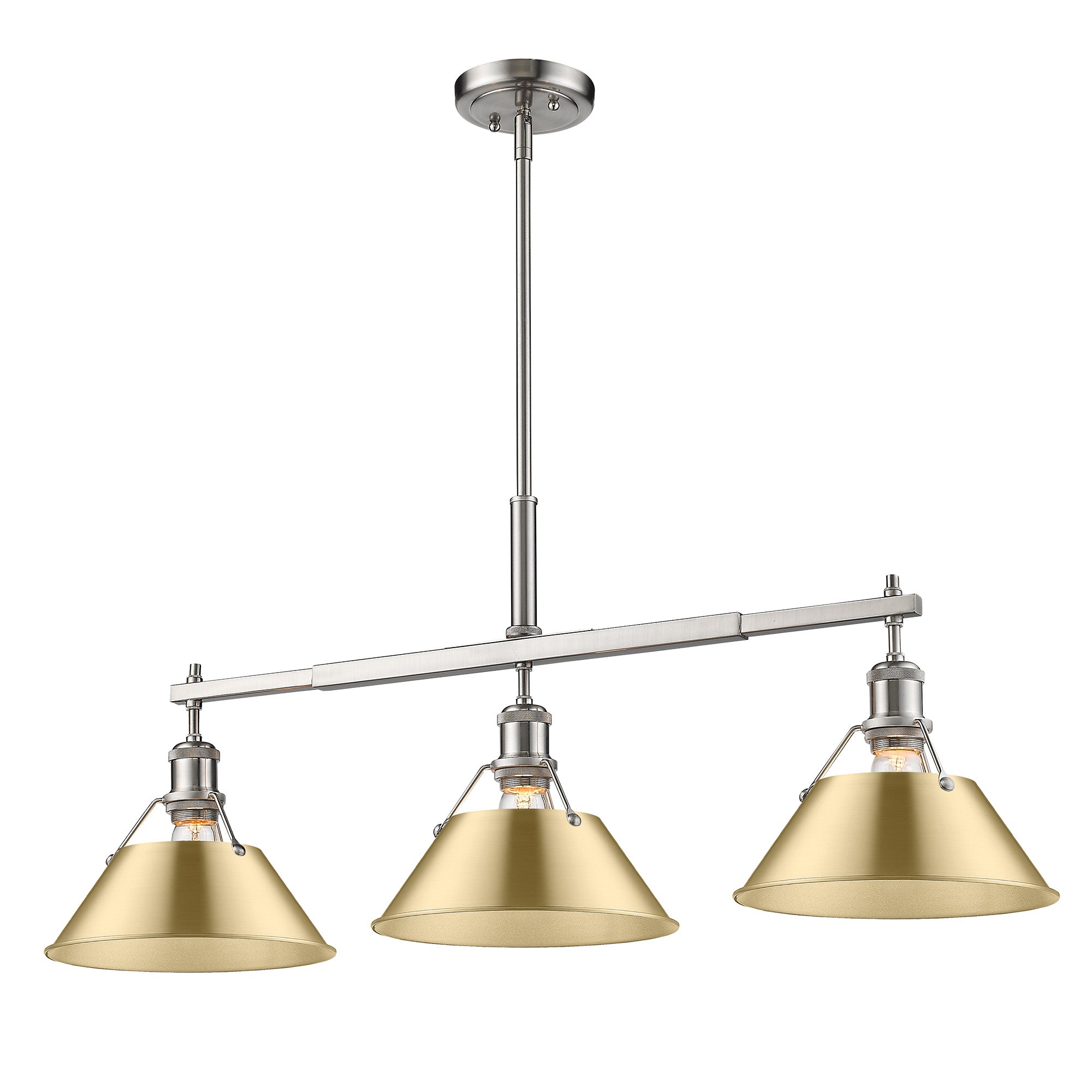 Orwell 3-Light Linear Pendant in Pewter with Brushed Champagne Bronze - Pewter / Brushed Champagne Bronze / Gold - Golden Lighting