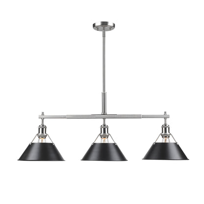 Orwell 3-Light Linear Pendant in Pewter with Matte Black - - Golden Lighting