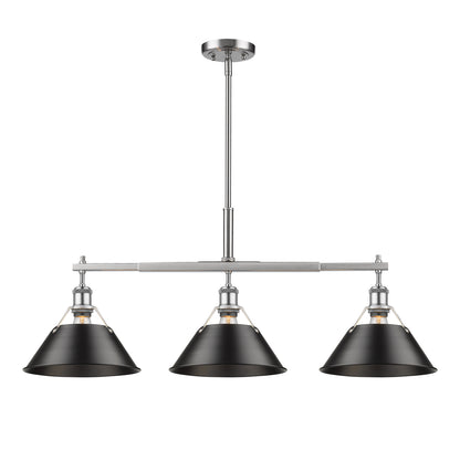 Orwell 3-Light Linear Pendant in Pewter with Matte Black - Pewter / Matte Black / Black - Golden Lighting