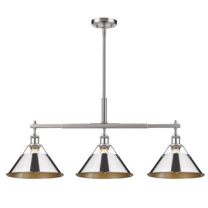 Orwell 3-Light Linear Pendant in Pewter with Chrome - Pewter / Chrome / Silver - Golden Lighting