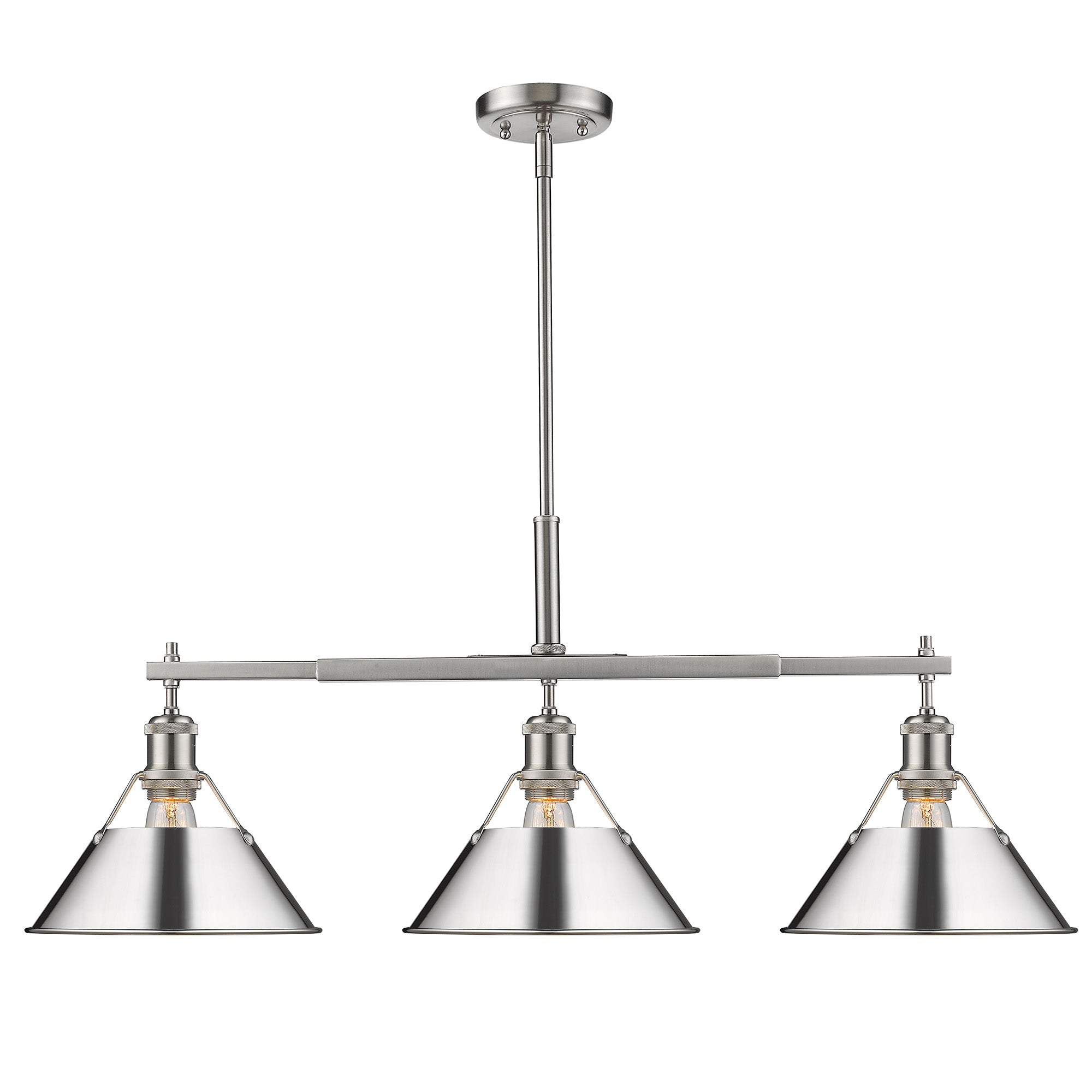 Orwell 3-Light Linear Pendant in Pewter with Chrome - - Golden Lighting