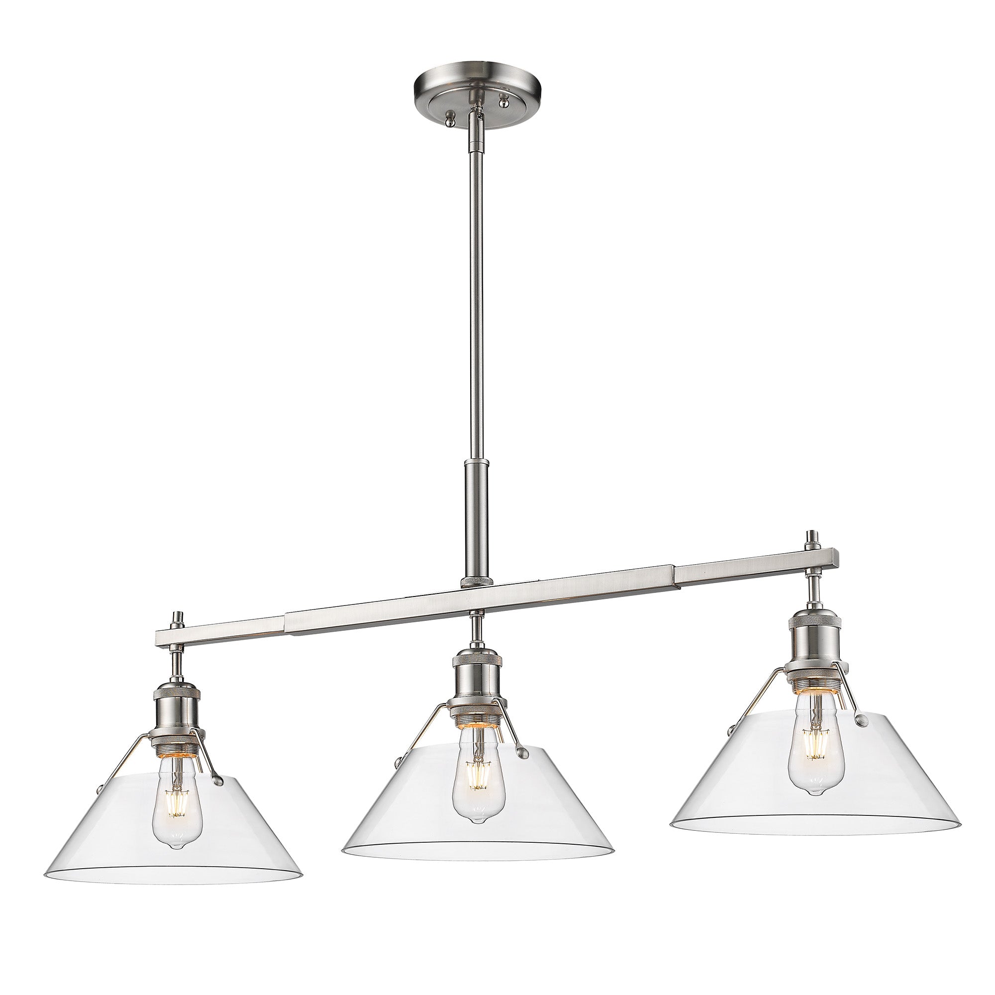 Orwell 3-Light Linear Pendant in Pewter with Clear Glass - Pewter / Clear Glass / Clear - Golden Lighting