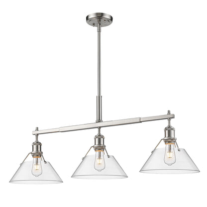 Orwell 3-Light Linear Pendant in Pewter with Clear Glass - Default Title - Golden Lighting
