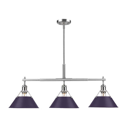 Yep by Golden Lighting Orwell 3-light Island Light in Pewter and Exotic Purple shade