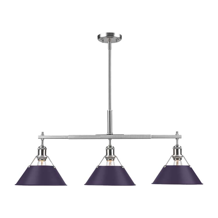 Yep by Golden Lighting Orwell 3-light Island Light in Pewter and Exotic Purple shade