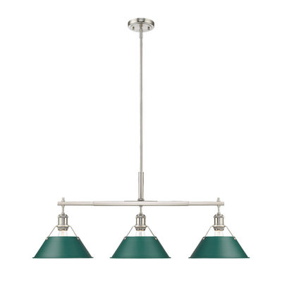 Yep by Golden Lighting Orwell 3-light Island Light in Pewter and Pine Green shade - - Golden Lighting