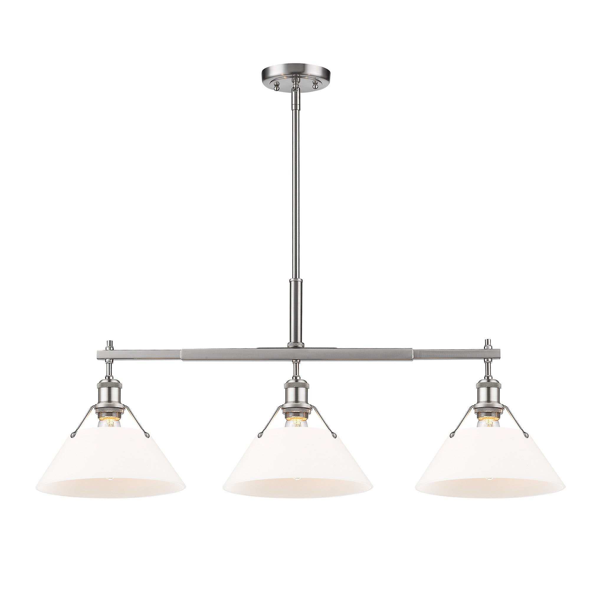 Orwell 3-Light Linear Pendant in Pewter with Opal Glass - - Golden Lighting