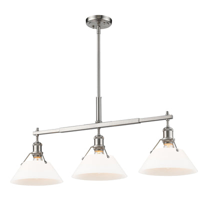 Orwell 3-Light Linear Pendant in Pewter with Opal Glass - Default Title - Golden Lighting