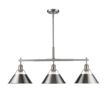 Orwell 3-Light Linear Pendant in Pewter - - Golden Lighting