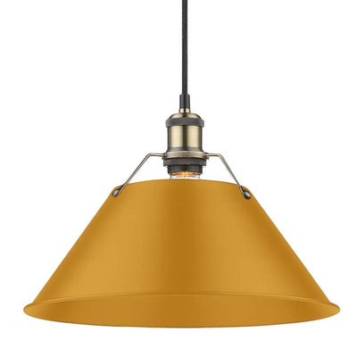 Yep by Golden Lighting Orwell 1-light 14in Pendant in Aged Brass and Auric Yellow shade - Default Title - Golden Lighting