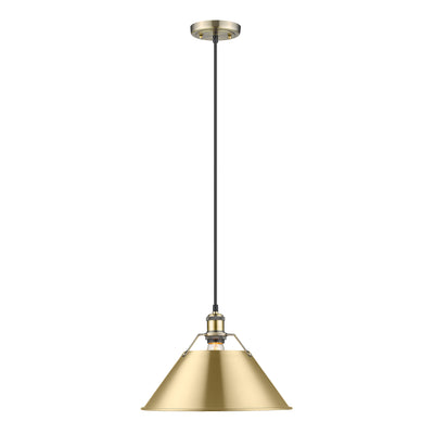 Yep by Golden Lighting Orwell 1-light 14in Pendant in Aged Brass and Brushed Champagne Brass shade - - Golden Lighting
