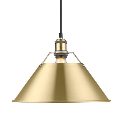 Yep by Golden Lighting Orwell 1-light 14in Pendant in Aged Brass and Brushed Champagne Brass shade - Default Title - Golden Lighting