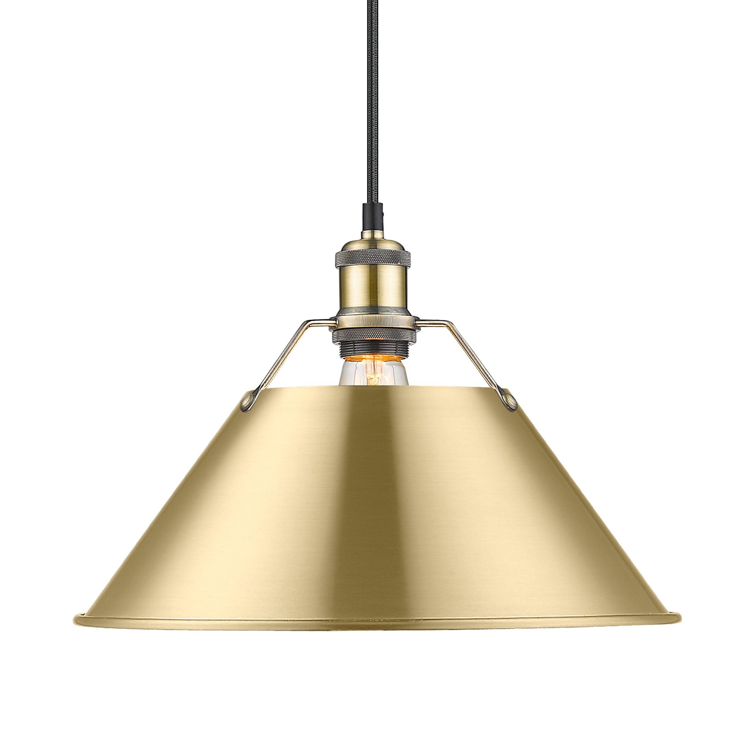 Yep by Golden Lighting Orwell 1-light 14in Pendant in Aged Brass and Brushed Champagne Brass shade - - Golden Lighting