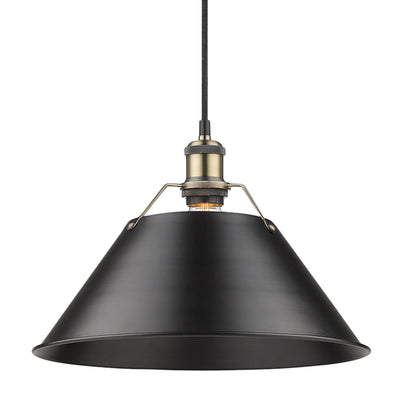 Yep by Golden Lighting Orwell 1-light 14in Pendant in Aged Brass and Matte Black shade - Default Title - Golden Lighting