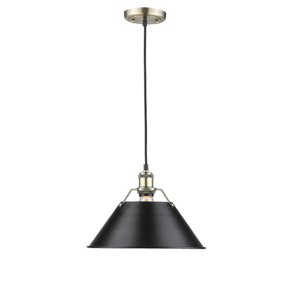 Orwell 14" Wide Large Pendant in Aged Brass with Matte Black - - Golden Lighting