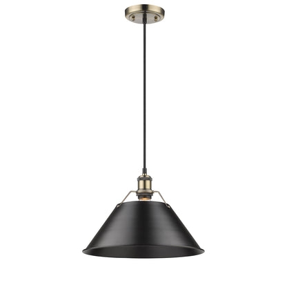 Orwell 14" Wide Large Pendant in Aged Brass with Matte Black - Aged Brass / Matte Black / Black - Golden Lighting