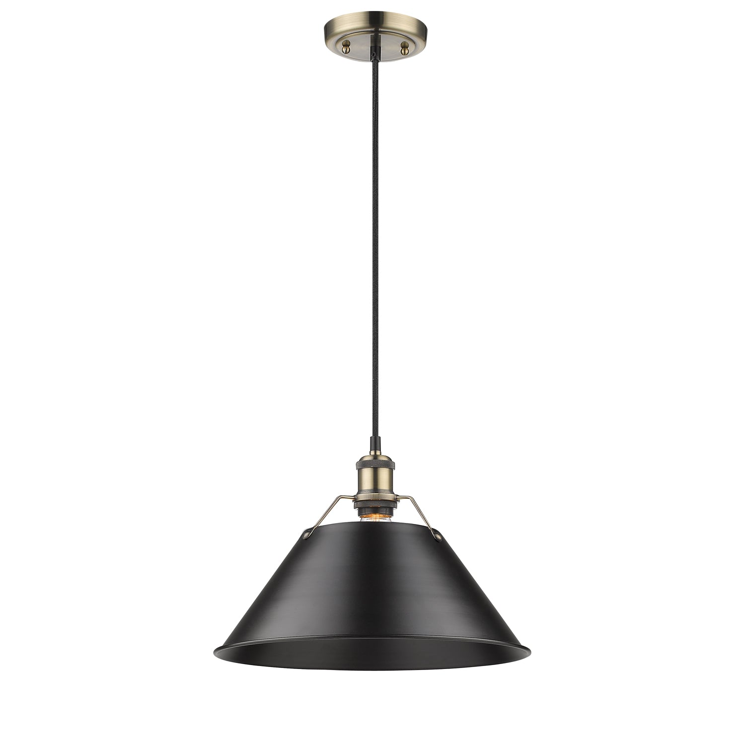 Orwell 14" Wide Large Pendant in Aged Brass with Matte Black - Default Title - Golden Lighting